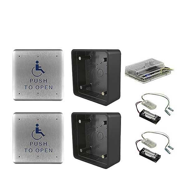 Push Plate Kit - includes (2) 4.5 push plates, 2 mounting boxes, 2 transmitters, 1